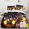 Gaming Genshin Impact Hutao Cosplay Duvet Cover Cartoon Bedding Set Full Size King Bed Comforter Quilt Cover Pillowcase Home