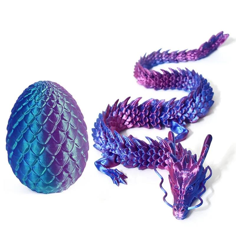 1/2Pcs 3D Printed Dragon With Egg Articulated Dragon Full Body Joints Can Move Rotatable Articulated Desktop Creative Kids Toys