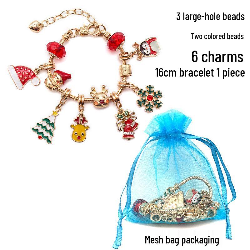 Pandora Crystal Beaded Bracelet - Large Hole Christmas Jewelry DIY Gift