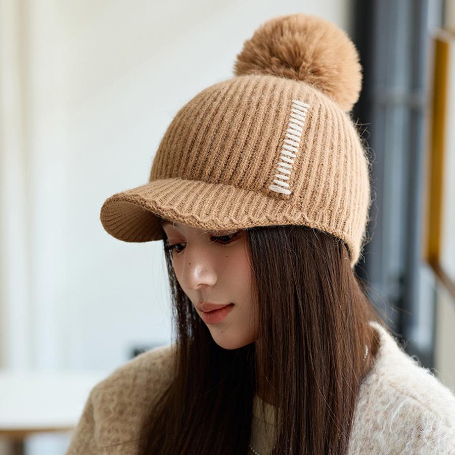 Knitted Baseball Cap Women's Winter Thick Ear Protection Hat