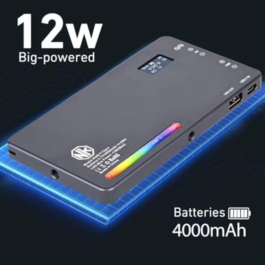 

T12 Pro RGB Видеосвет12Вт Портативный Светодиодный Свет для Камеры с 25008000K 4000мАч Перезаряжаемой Батареей 21 Эффект CRI 96+ для Студии United States