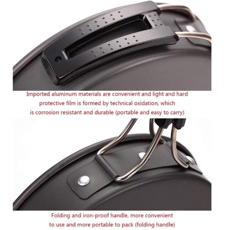 Ultraleichter Campingtopf Pfanne Schüssel Outdoor Picknick Utensilien Antihaft Kochgeschirr Kochausrüstung für Angeln Picknick Wandern