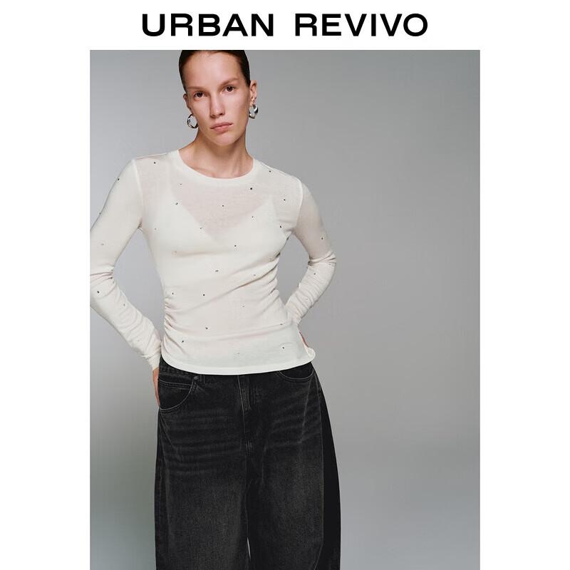 UR2025 Women s Casual Pleated Long-Sleeve T-Shirt M