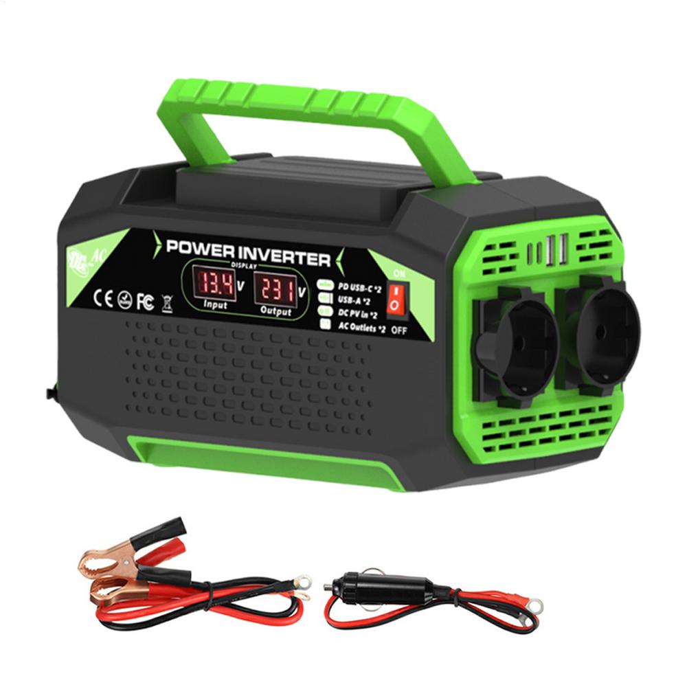 Car Voltage Inverter 300W Car Voltage Inverter 12V To 220V/110V Digital Display Plug Outlet With 4 USB Ports Fast Charging Auto