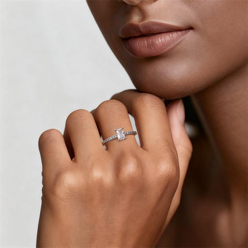 Women Copper Metal Finger Rings Designed For Women Authentic Original Copper Metal Cocktail Ring Geometric Cubic Zircon Heart Wedding High Quality
