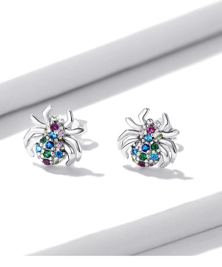 Everlove Dazzling Spider Stud Earrings In Sterling Silver with Colorful Zircon