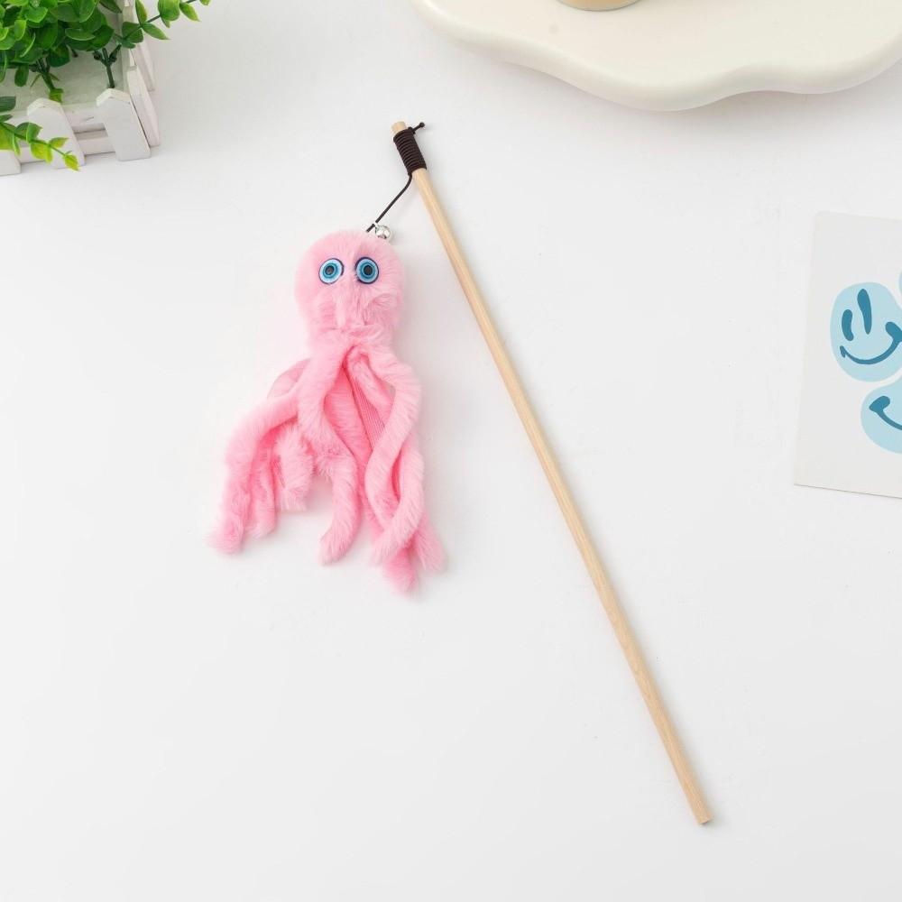 New Cute Octopus Cat Teasing Wands Funny Catcher Long Handle Interactive Stick Plushie Animals Teaser Stick Rod Indoor Play