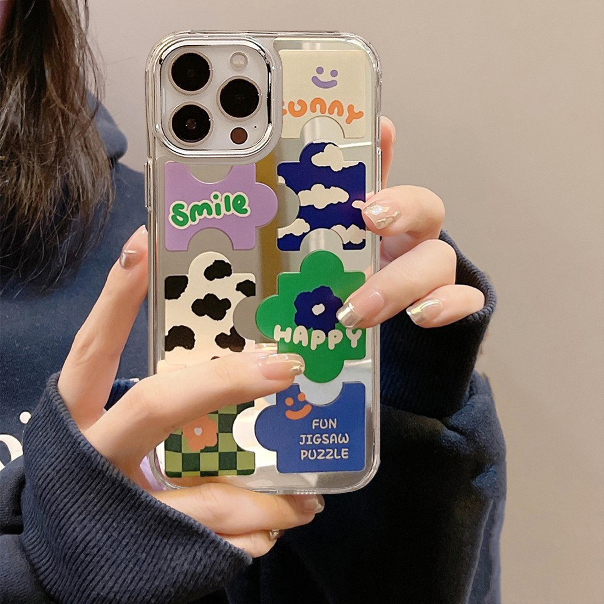 

Personalized Puzzle 17pro for Apple for IPhone16plus Mobile Phone Case 14promax Mirror 11 Anti-fall 8 for XR 16plus