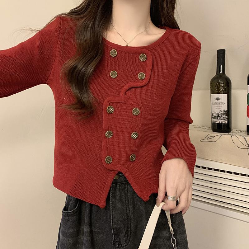 

Свитер, кардиган, женская весенняя одежда, нишевый дизайн, французская верхняя одежда, короткий маленький вязаный кардиган, женский топ One Size красный