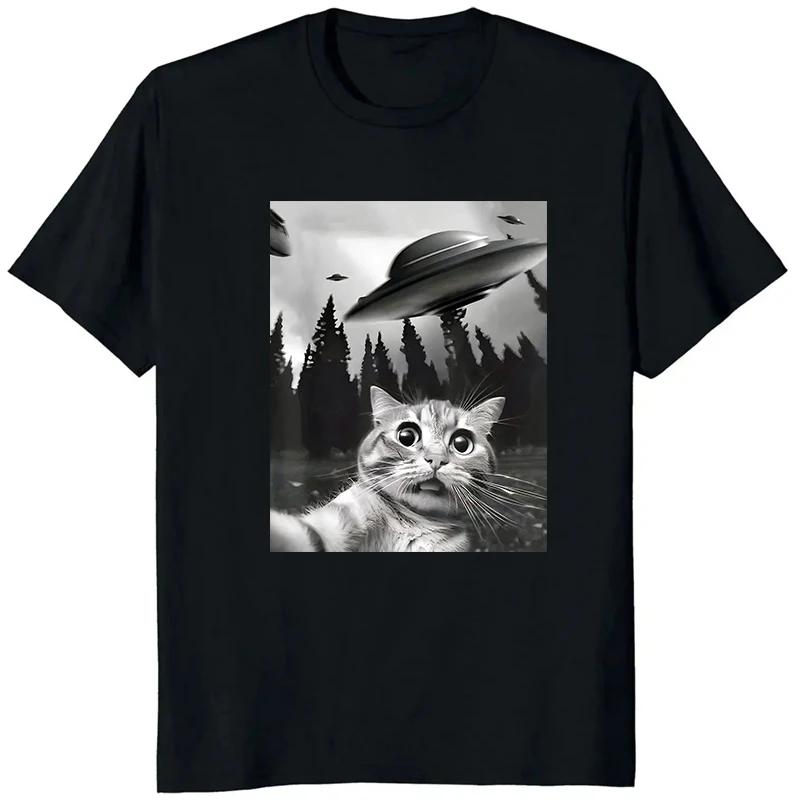

Cats Selfie UFO Printed Tshirt Women Unisex Anime Lover Funny Casual Loose Fashion Streetwear ONeck Short Sleeve Tops Tshirt S