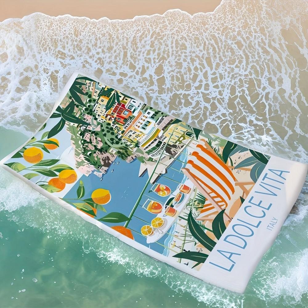 La Dolce Vita Costa di Amalfi Telo da Spiaggia Fantasia Protezione Solare E Antivento Adatto Per Piscina Campeggio Coperta da Viaggio