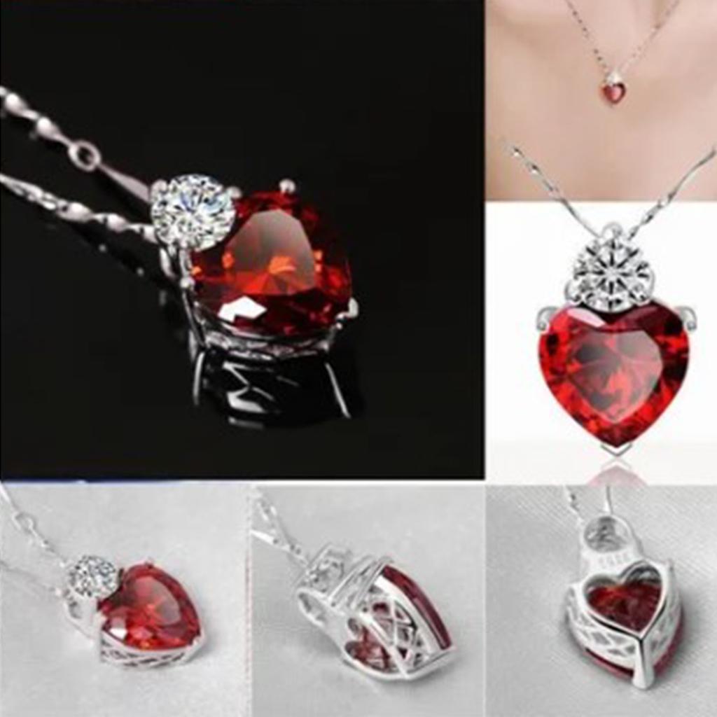 Clavicle Chain Red Love Stainless Steel Zircon Necklace Clavicle Chain Pendant for Dating