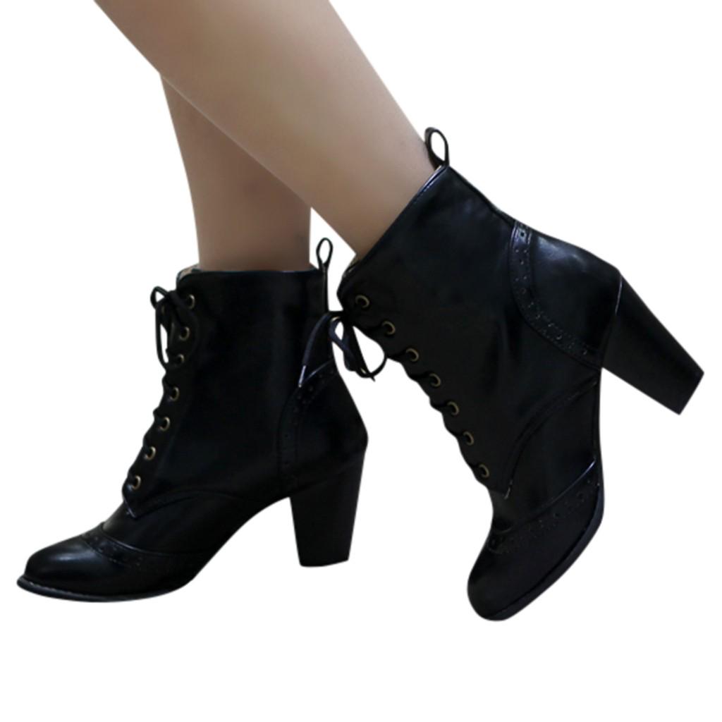 Dámské módní šněrovací boty na ležérní platformě, velké velikosti, silné podpatky, jednoduché boty