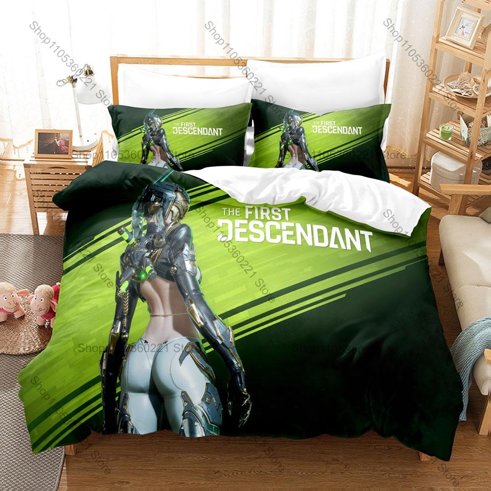 Popular Sci-Fi Game The First Descendant Pattern 3 In 1 Bedding Set Quilt Cover With Two Pillowcases Comfortable Bedroom Home