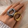 Stainless Steel Thick Geometric Open Ring for Women - Personalized and Irregular Design