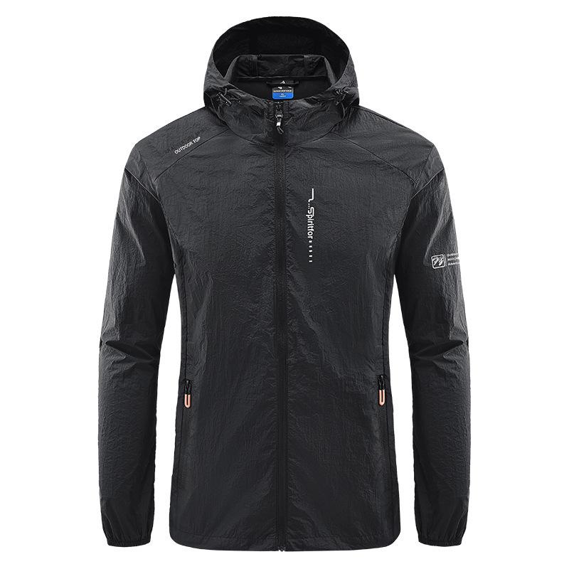 Men's Summer Solid Color Hooded Simple Slim Sunwear Outdoor Sports Jacket
