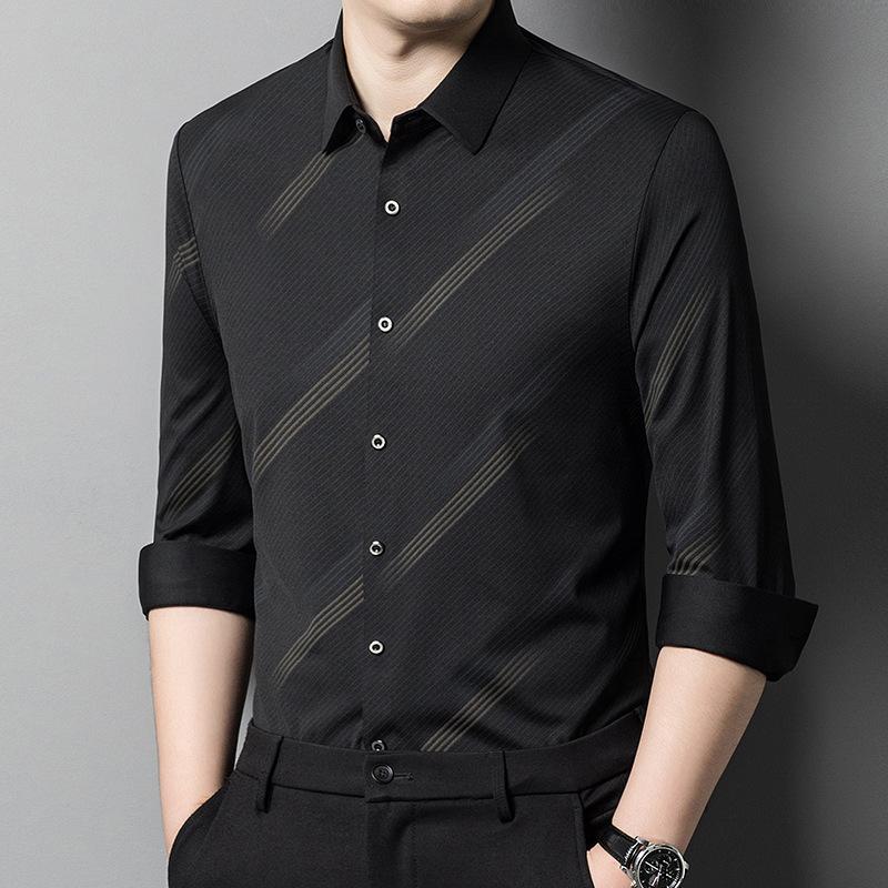 Autumn Long Sleeve Shirt Men s Autumn Striped Printed Casual M