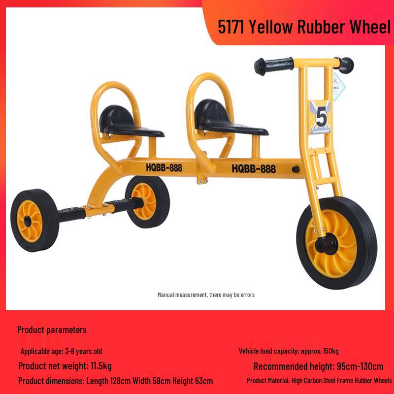 Children's Double Pedal Tricycle with Basket for Outdoor Play