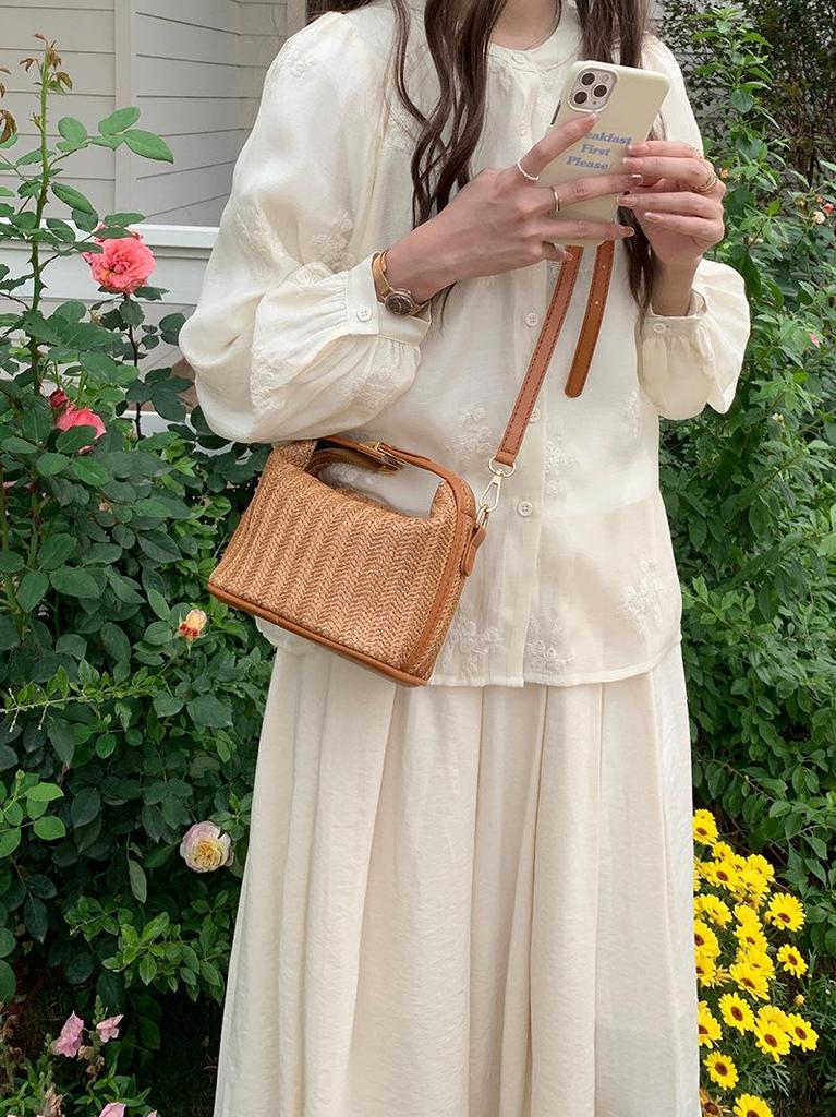 Korean Summer 2026 Straw Woven Women's Crossbody Handbag