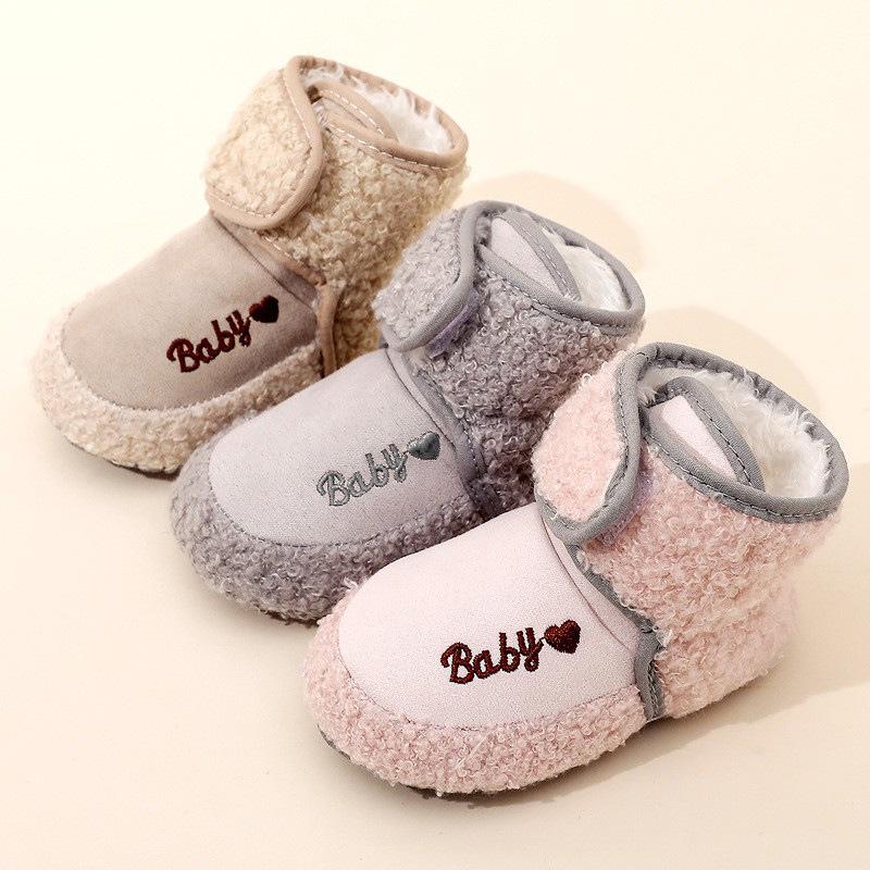 Chaussures d'hiver pour bébé premiers pas: 0-1 an, Chaud doublé polaire, Anti-chute, Bottes de neige mignonnes