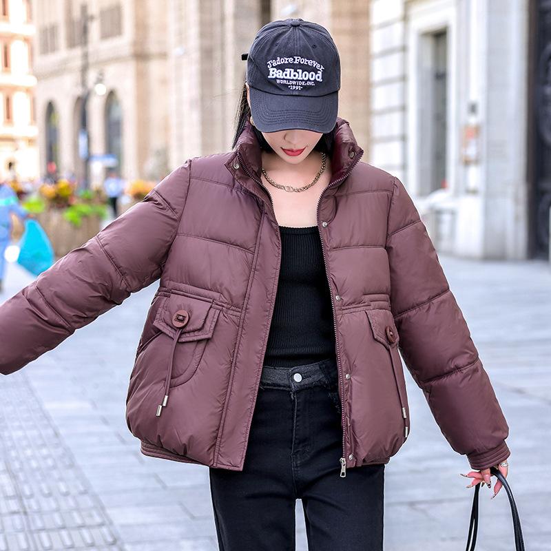

Down Cotton Jacket Women s Short 2025 New Winter Korean Version Loose Thickened Bread Jacket Slimming Warm Jacket XXL темно-рудий