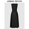 UR 2026 Spring Women's U-Neck Pleated Waist A-Line Dress