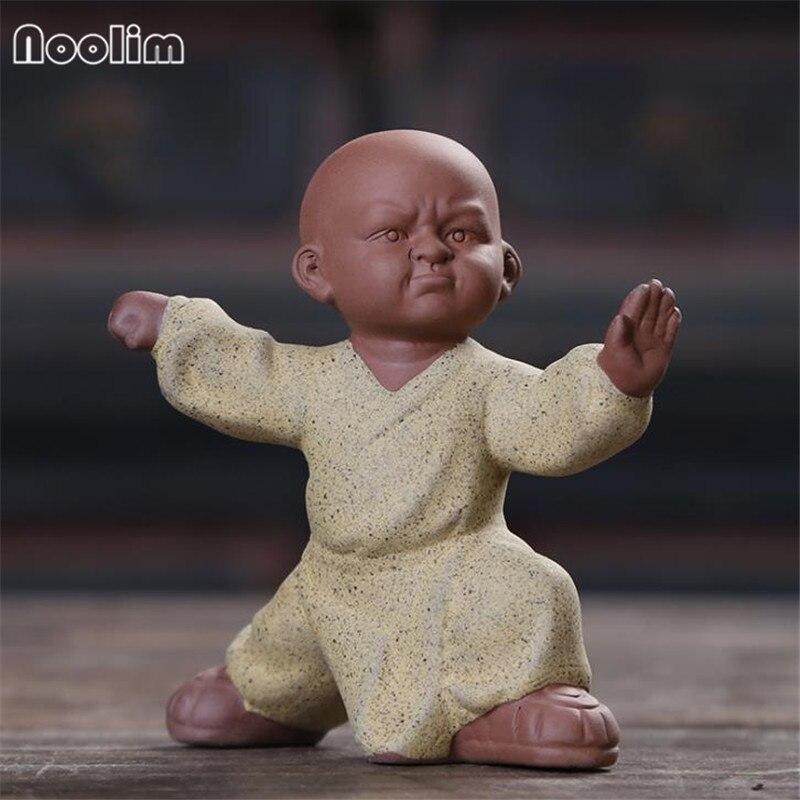 

Керамические украшения для маленьких монахов кунг-фу, маленькие чайные домашние животные, украшение для чайного стола