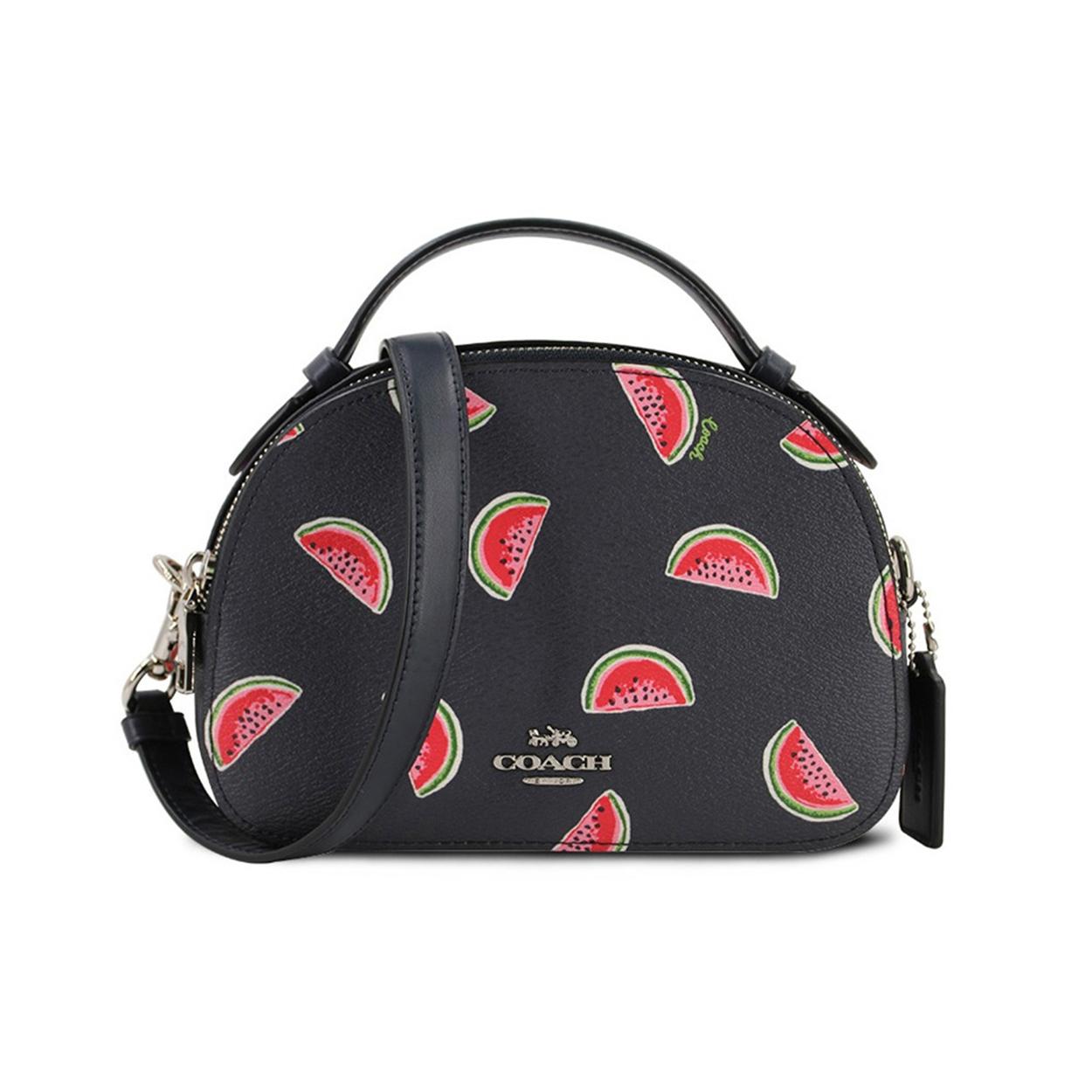 

Новая сумка COACH Serena из ПВХ с отделкой из кожи, сумка-пельмень, сумка на плечо, сумка кроссбоди, маленький размер, женская, черная 1594-SVQZT 21.1*6.1*15.0CM