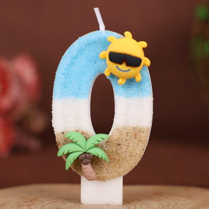 Ocean Beach Number Birthday Candle Cake Party Decoration Birthday 1st Birthday Handmade Candle 0-9