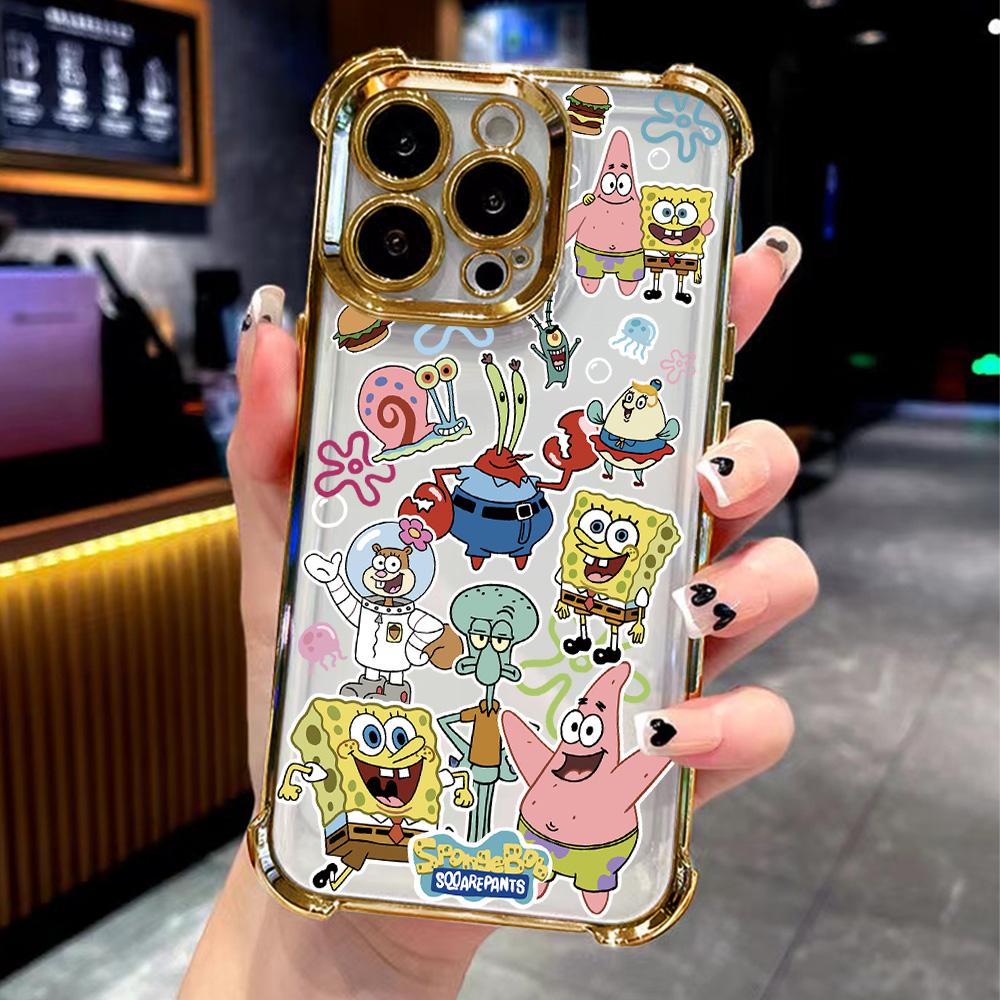 Lovely SpongeBobs New Plating Phone Case For Samsung A36 A16 A06 A35 A55 A25 A26 A05s A15 A54 A34 A24 A14 A05 A13 A73 A53 4G 5G