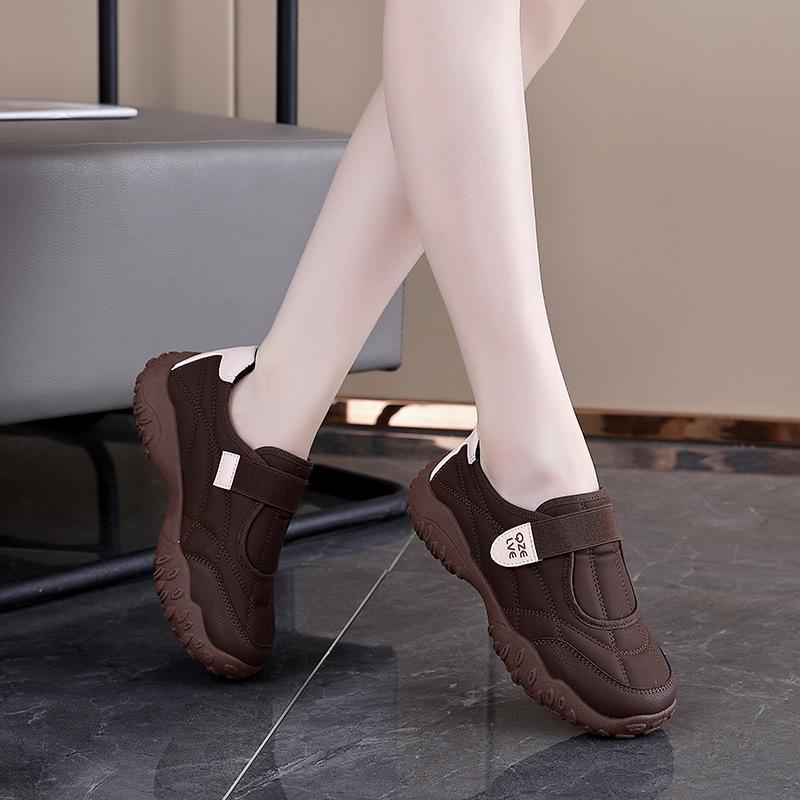 Spring And Autumn Round Head Little White Board Shoes Women'S Velcro Casual Sports Mary Jane Single Shoes K18