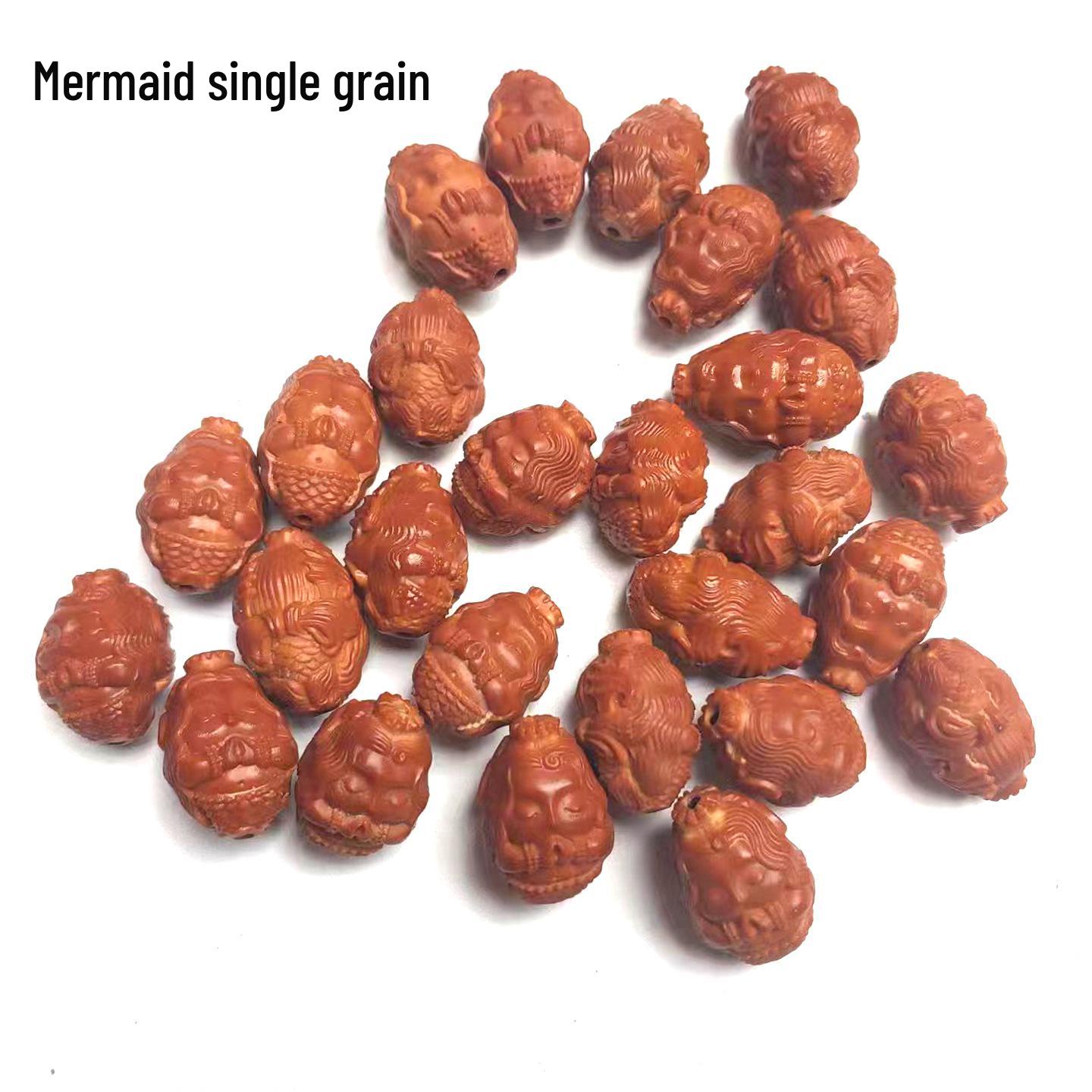 

Olive Pit Carved Little Mermaid Pendant - Unisex Mobile Charm & DIY Accessory