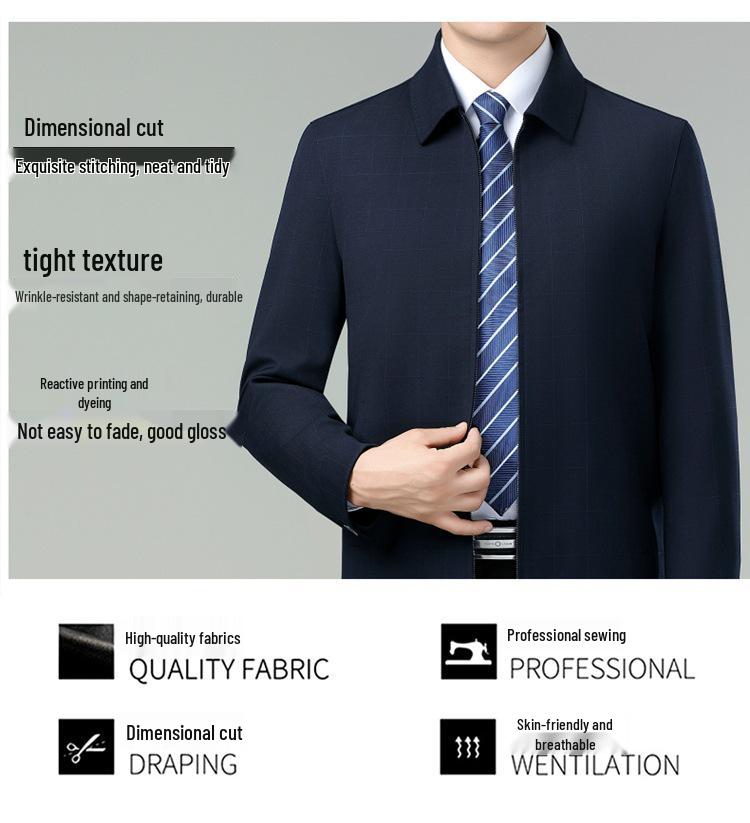 2026 Men's Wool Jacket: Spring/Autumn Casual Business Wear for Middle-aged Dads