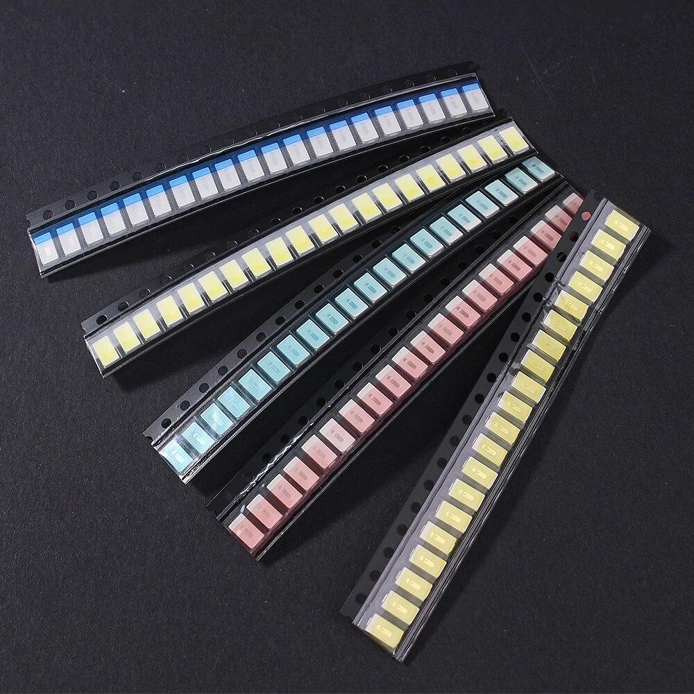 100PCS LEDs Diodes Kit 5730 SMD LED Beads Light Emitting Diode , Red Yellow Green Blue White 5 Color DIY Electronics Set