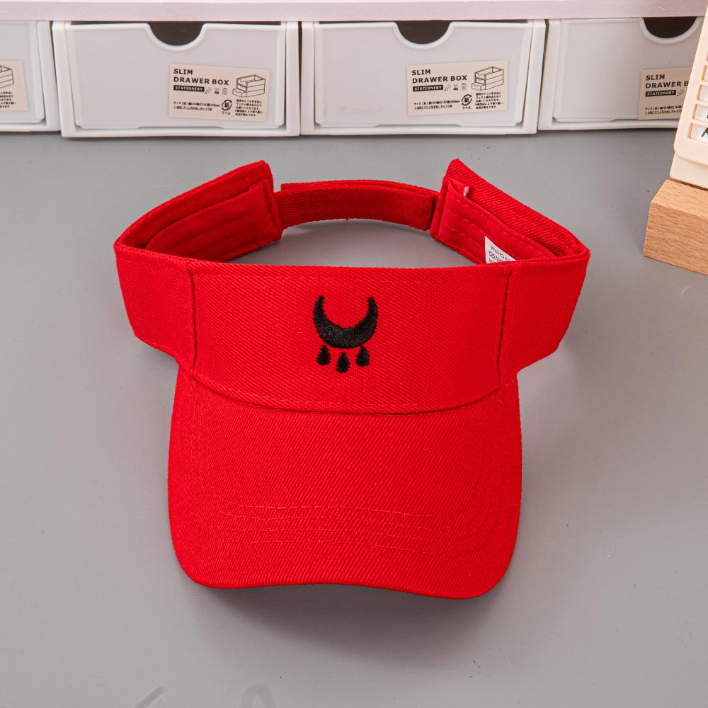 

Cute Moon & Teardrop Embroidered Sun Visor Hat for Women Men, Adjustable Empty Top Baseball Cap, Outdoor Sports Sunscreen Visor красный