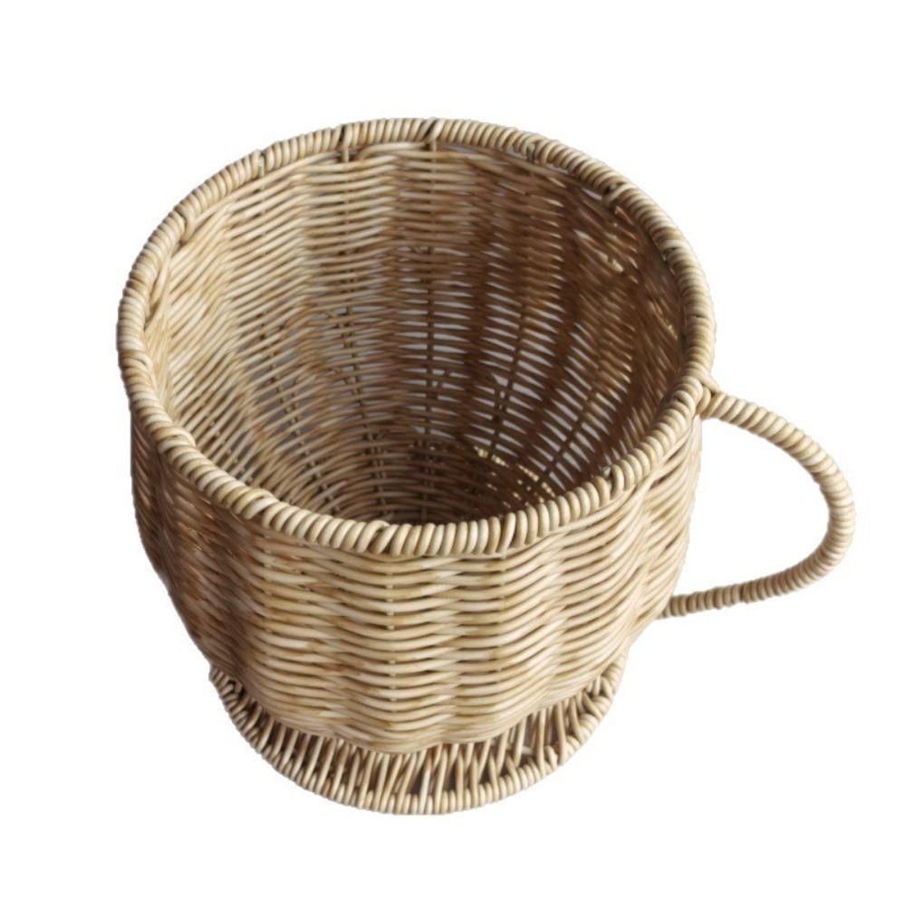 Desk Organizer Woven Basket Imitation Rattan Milk Tea Storage Cup New Coffee Storage Cup Kitchen