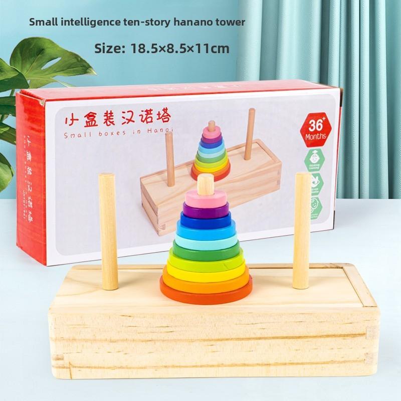 

Stacking Rainbow Wooden Toy 10 Layer Tower For Early Education Brain Development 18.5cm
