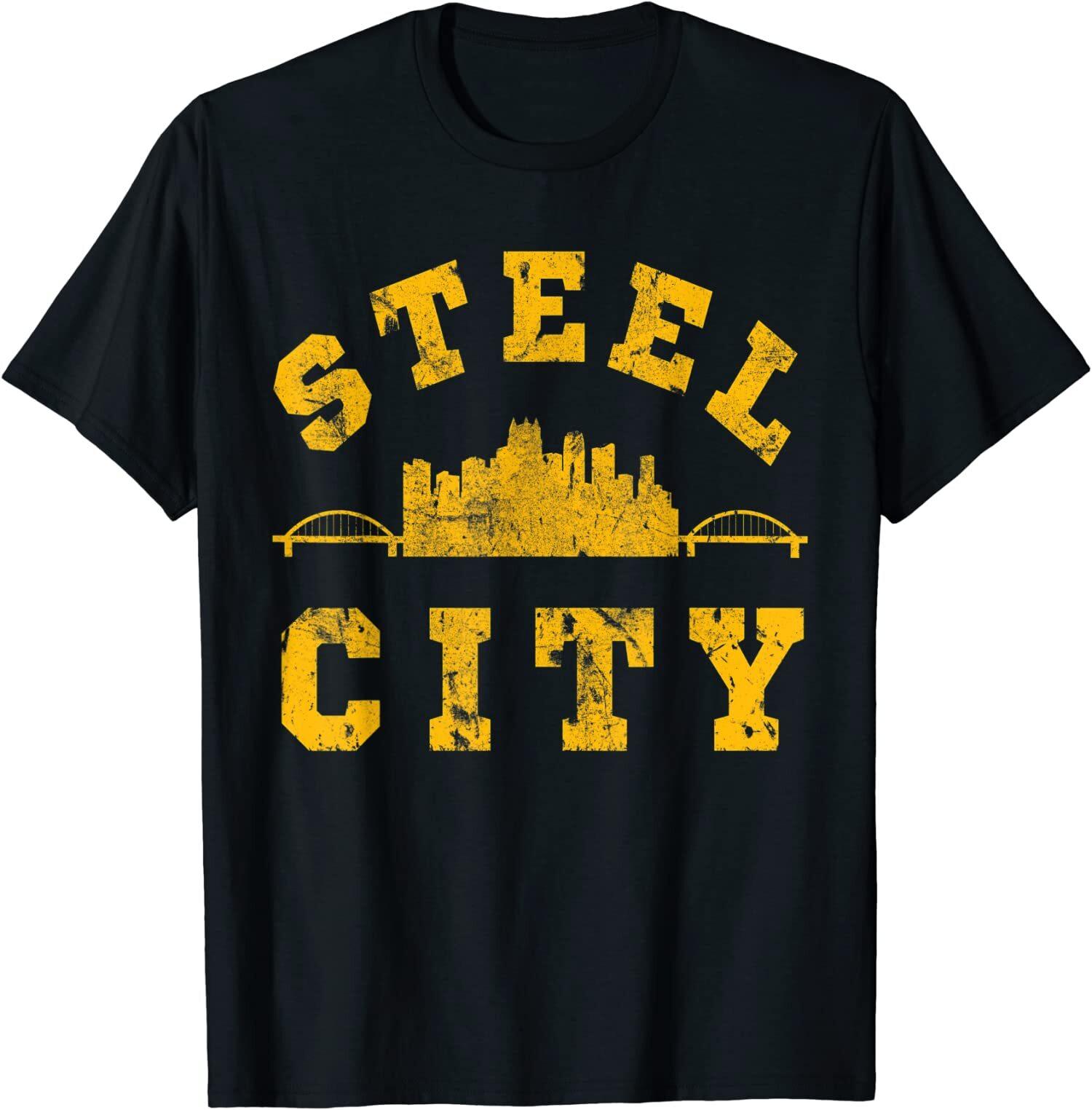 NEW LIMITED Pittsburgh Steel City Skyline Bridges 412 Home Vintage T-Shirt S