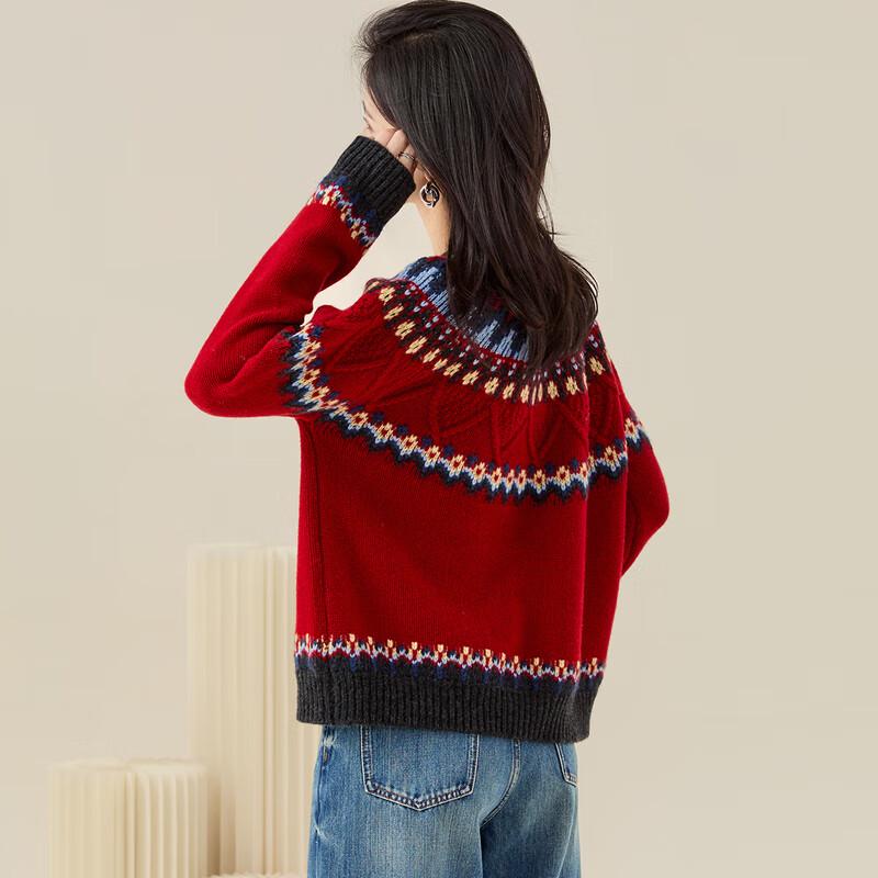 Golden Chrysanthemum Women's 100% Merino Wool Ethnic Sweater