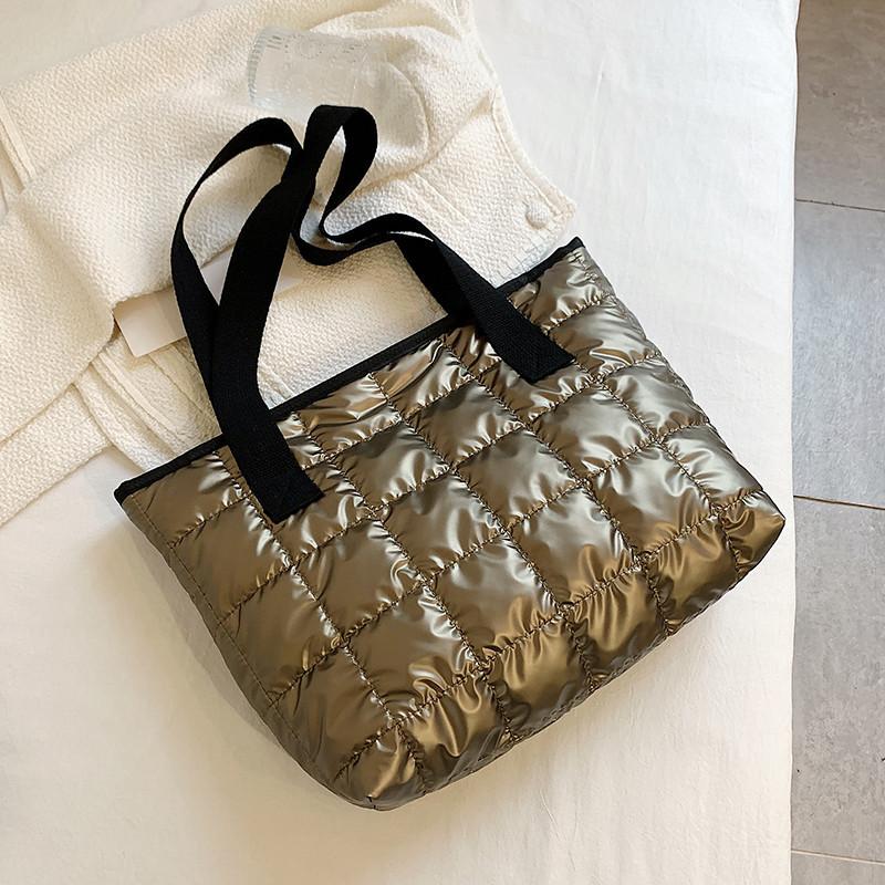 Yogodlns Kış Yeni Tote Çanta Kadınlar Için Uzay Pamuk Çanta Büyük Kapasiteli omuzdan askili çanta Moda Bez Çanta Seyahat Büyük Aşağı Çanta