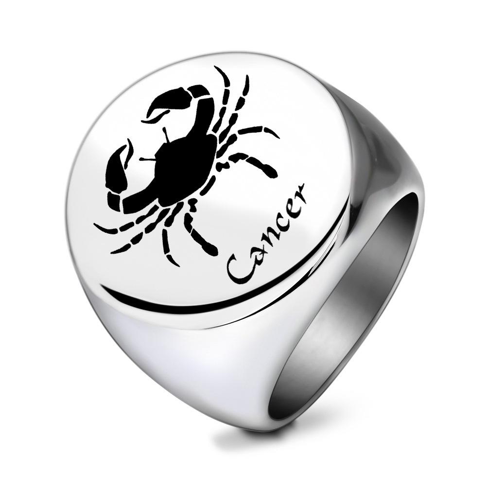 Stainless Steel Personalized Crab Ring with Smooth Surface, 22MM Diameter, Laser Engraved Logo Available.