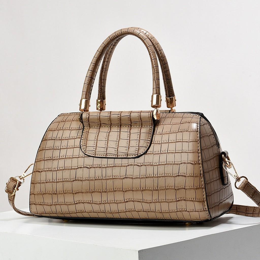

Trendy Large Capacity Pu Stone Print Handbag For Urban Minimalist Style And Daily Outfits хакі