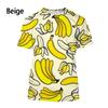 3D Printed Fruit Banana Men's T-shirt Fun Women Casual Comfortable Plus Size Round Neck Short Sleeved T-shirt