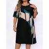 Geometrisches Design Bedrucktes Damen T-Shirt Kleid Sommer Mode Hohe Qualität Lässig Sport Kurzarm O-Ausschnitt Pullover Kleid