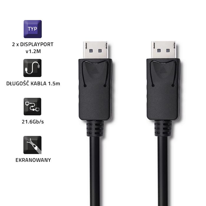 Qoltec DisplayPort V1.2 Male | DisplayPort V1.2 Male | 5K | 0.5m
