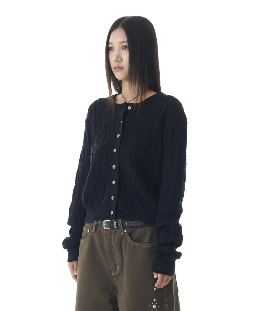 Aakam Sun Button Pattern Cardigan (Black)