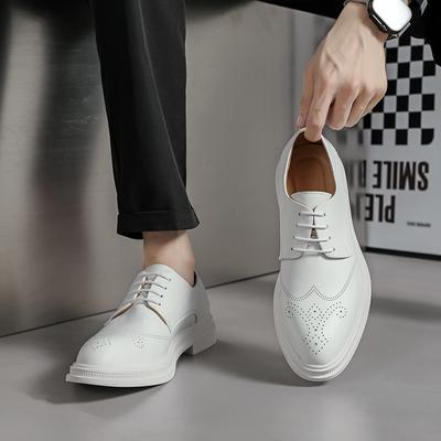 Mode Herrenschuhe Schnür-Oxfords Luxus Lässig Weißes Leder Freizeitkleiderschuhe Komfort Handgefertigt Trend Mode Hochzeitsparty Schuhe
