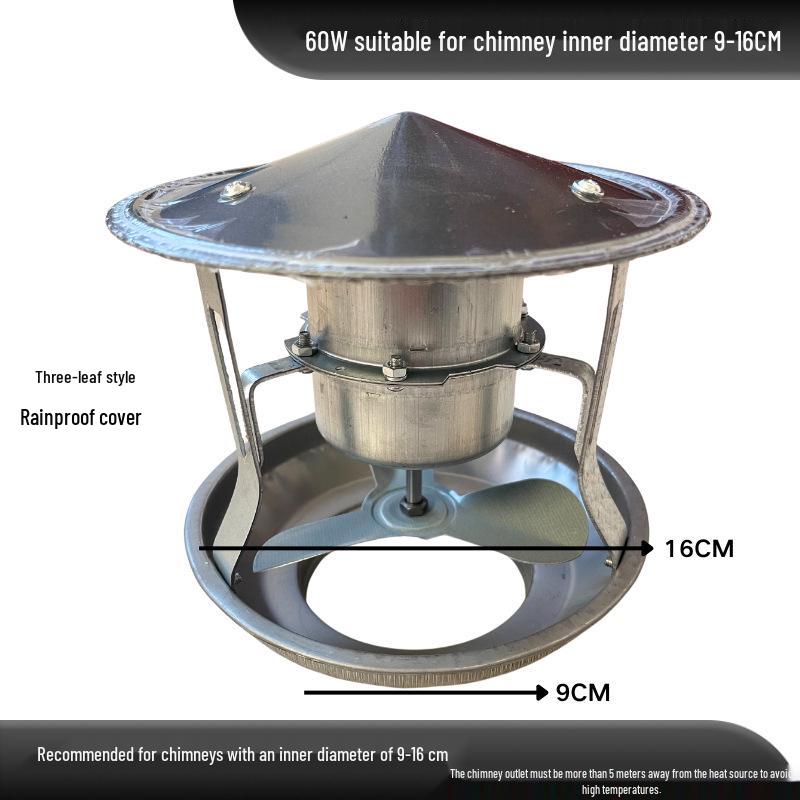 High-Power Chimney & Fireplace Draft Fan - Anti-Backdraft Ventilation & Smoke Extractor