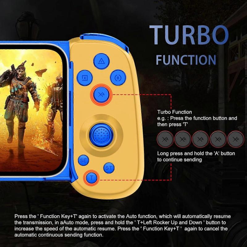 D6 Wireless Stretching Extendable Gaming Controller Joystick Pad Compatible For IPhone Android Phones Switch Gamepad(Yellow)