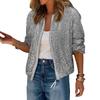Lady Coat Glittering Sequin Round Neck Zipper Closure Long Sleeves Cardigan Short Type Comfortable Fit Club Performance Stage Party Jacket